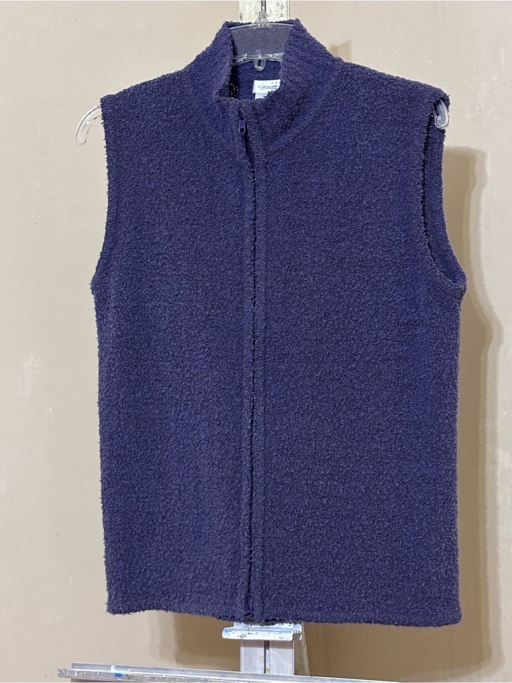 Coldwater Creek purple Bouclé Zip-Front Sleeveless Sweater - Women